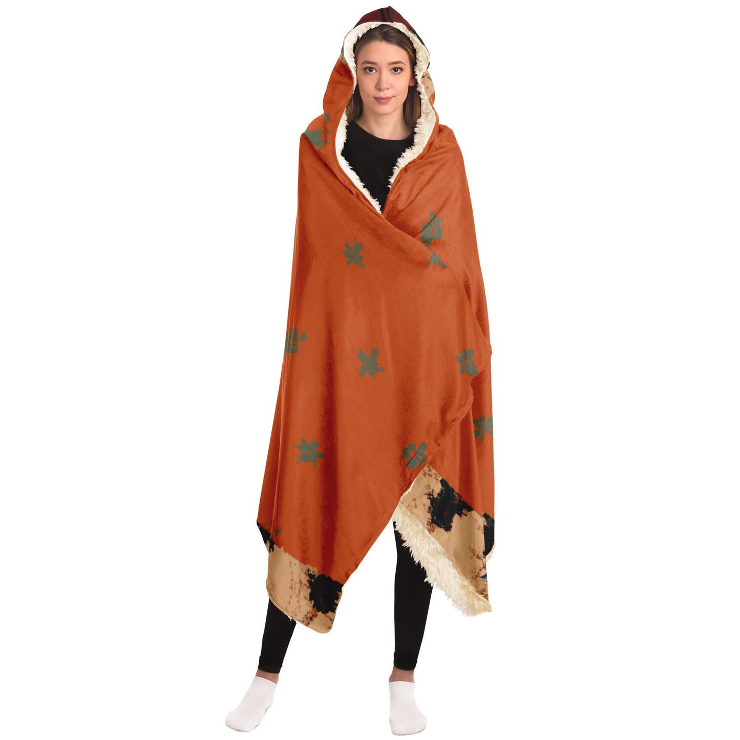 Fall Colored Mexican Falsa Hooded Blanket - AOP