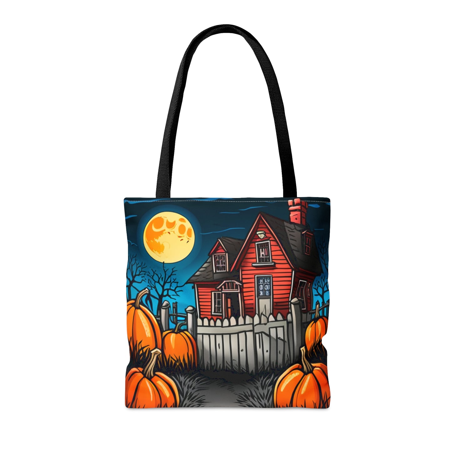 Halloween Red Haunted House Tote Bag (AOP)