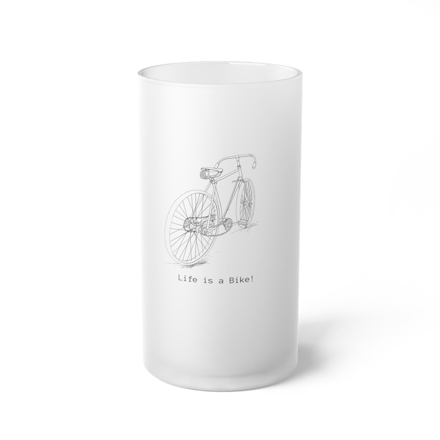 "Life is a Bike" Frosted Glass Beer Mug