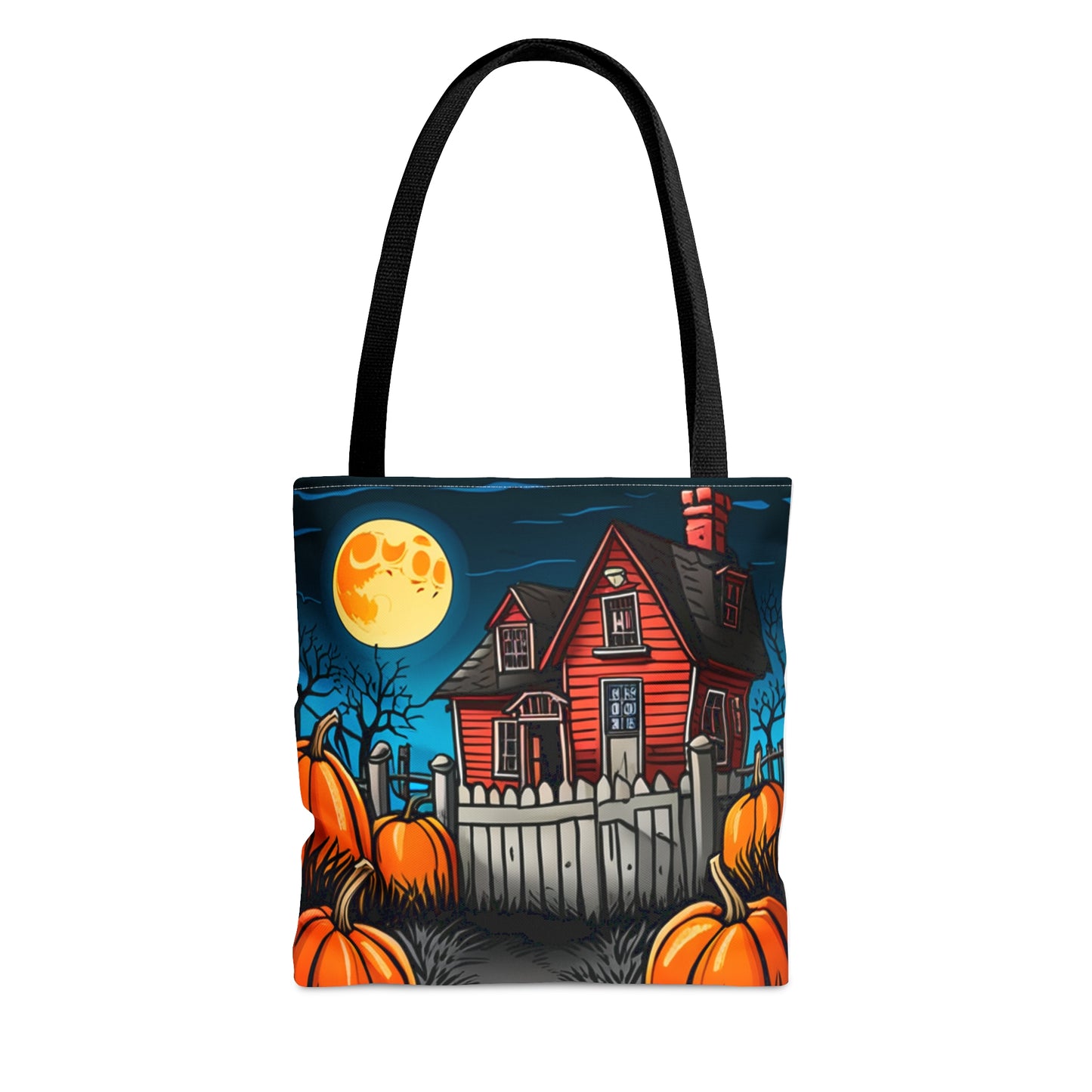 Halloween Red Haunted House Tote Bag (AOP)