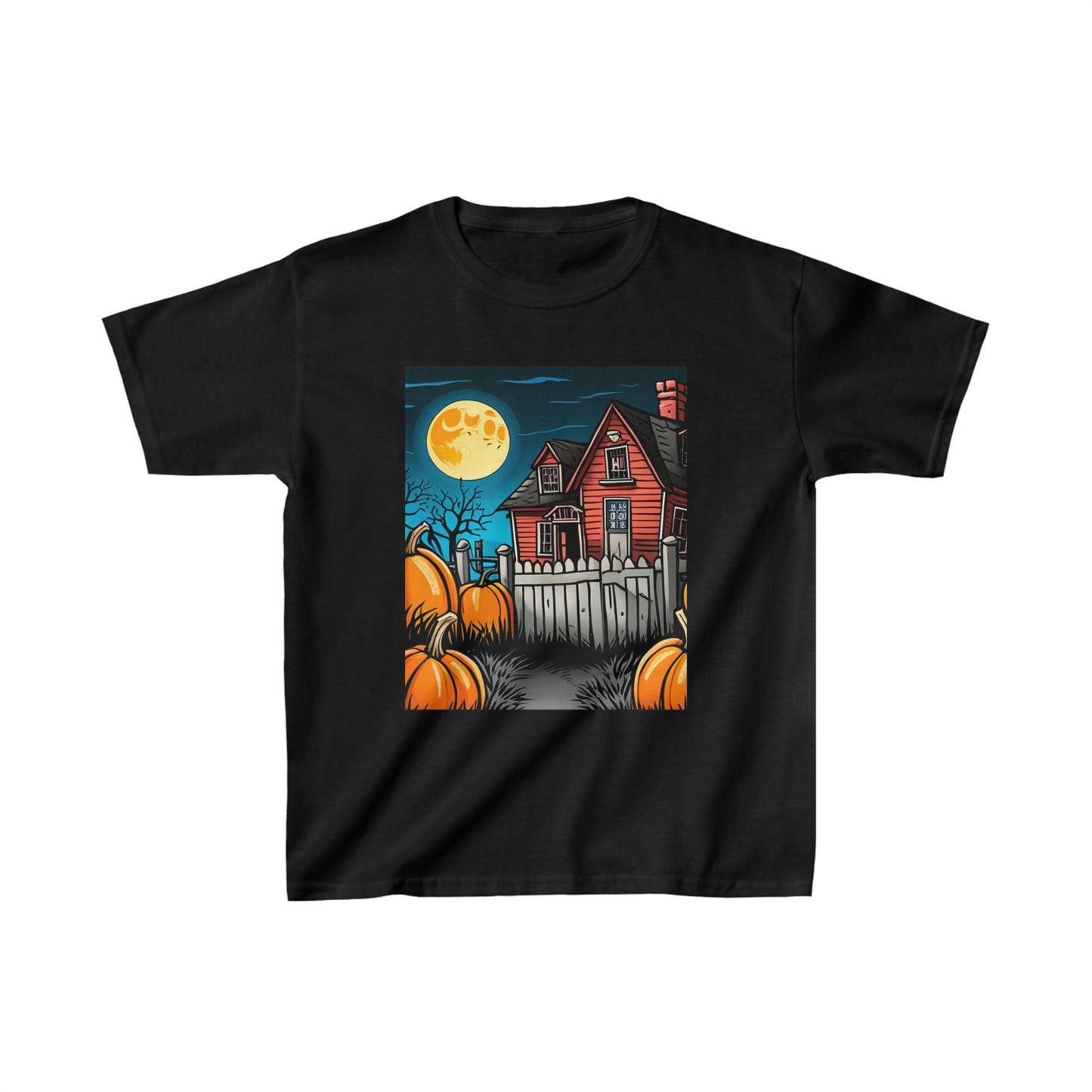 Halloween Red Haunted House Kids Heavy Cotton™ Tee