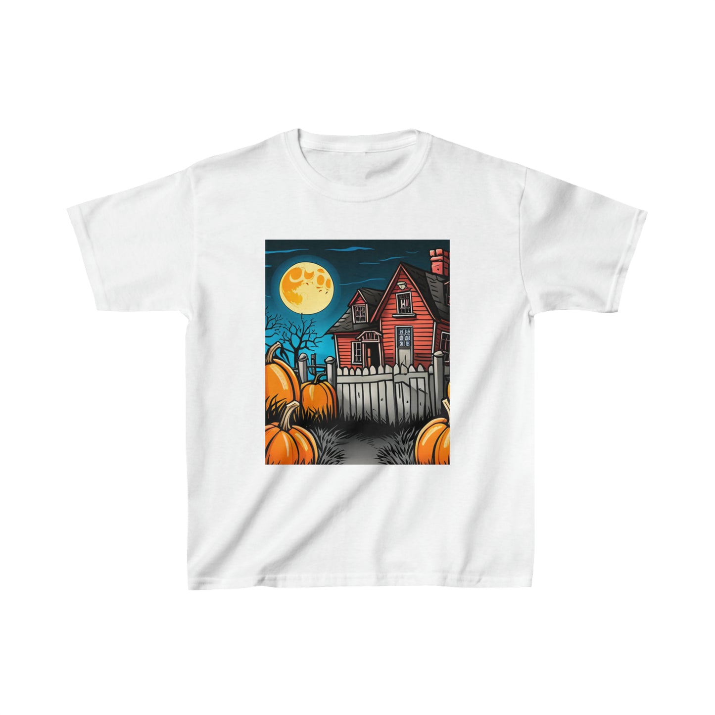 Halloween Red Haunted House Kids Heavy Cotton™ Tee