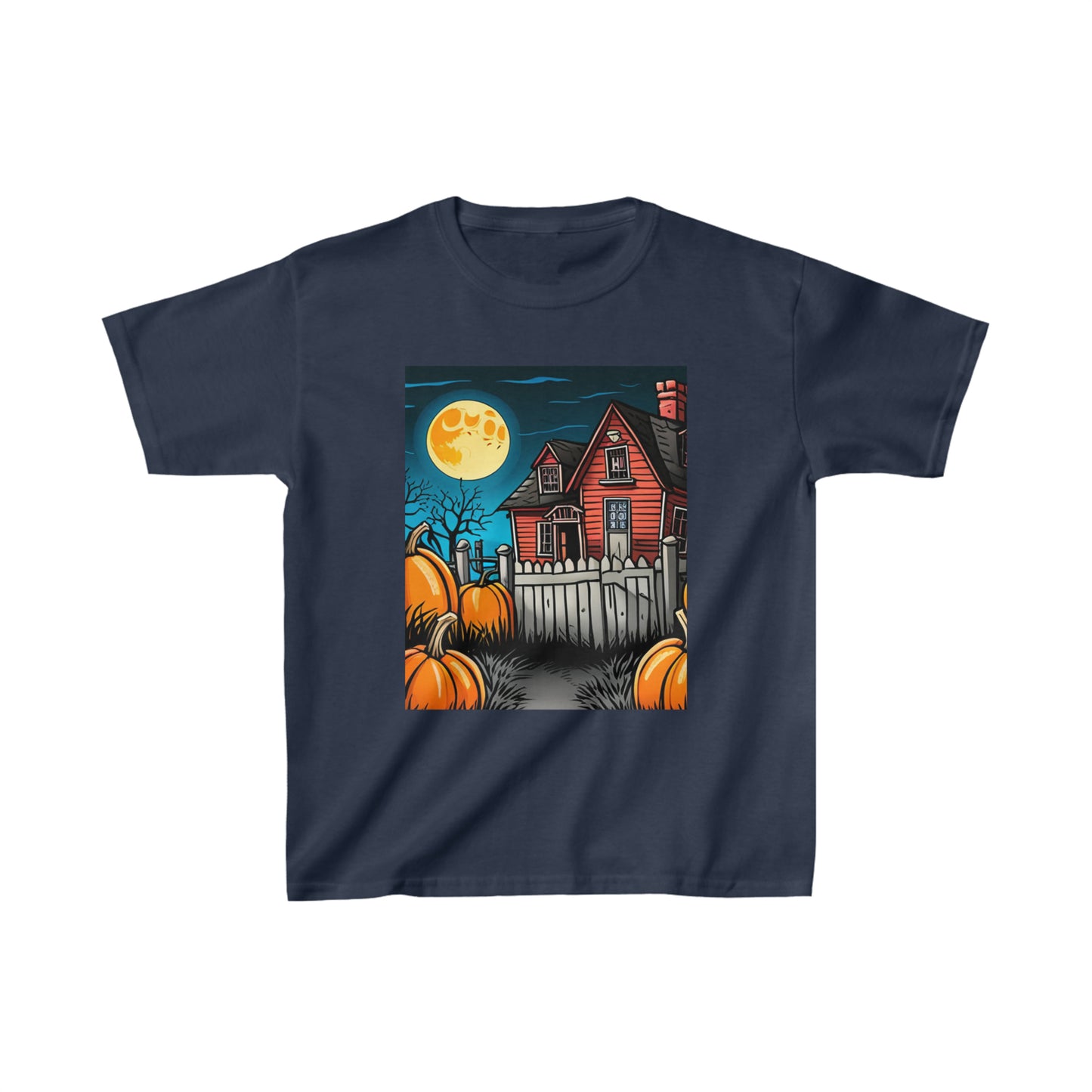 Halloween Red Haunted House Kids Heavy Cotton™ Tee