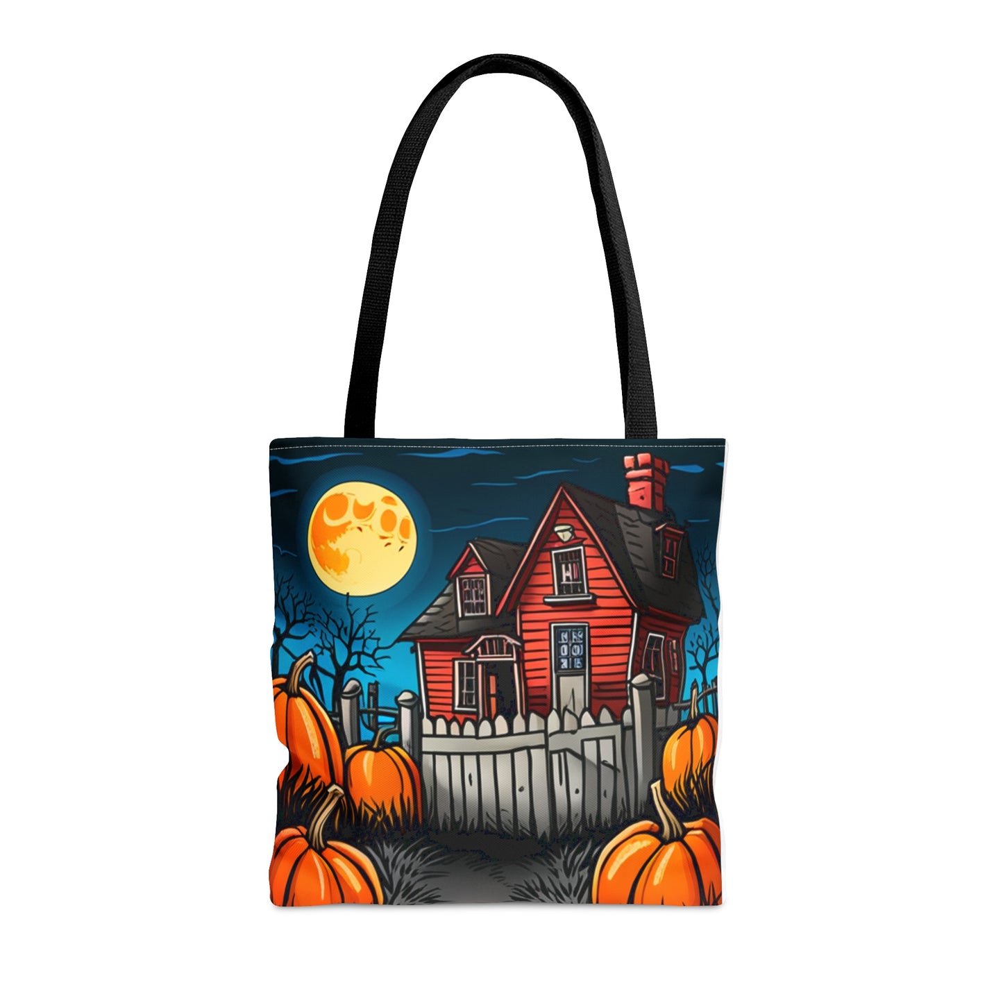 Halloween Red Haunted House Tote Bag (AOP)