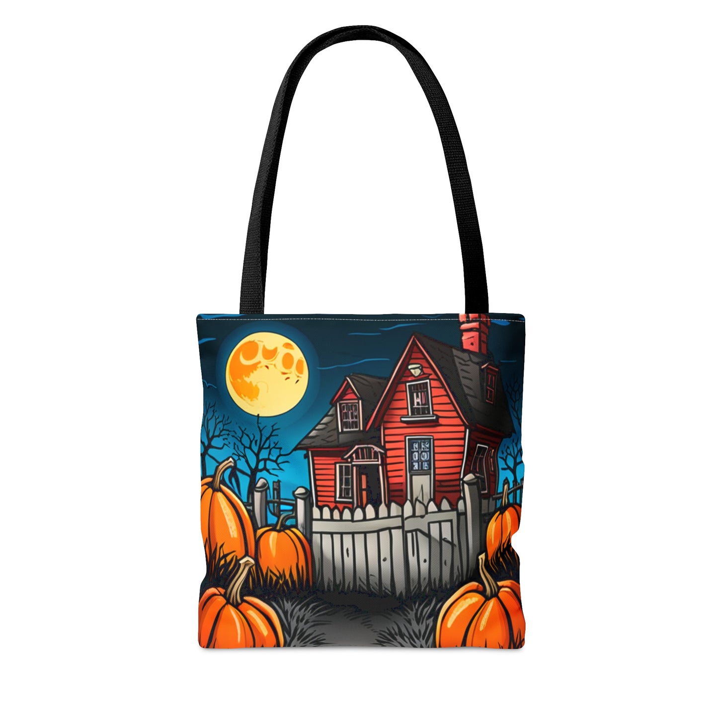 Halloween Red Haunted House Tote Bag (AOP)