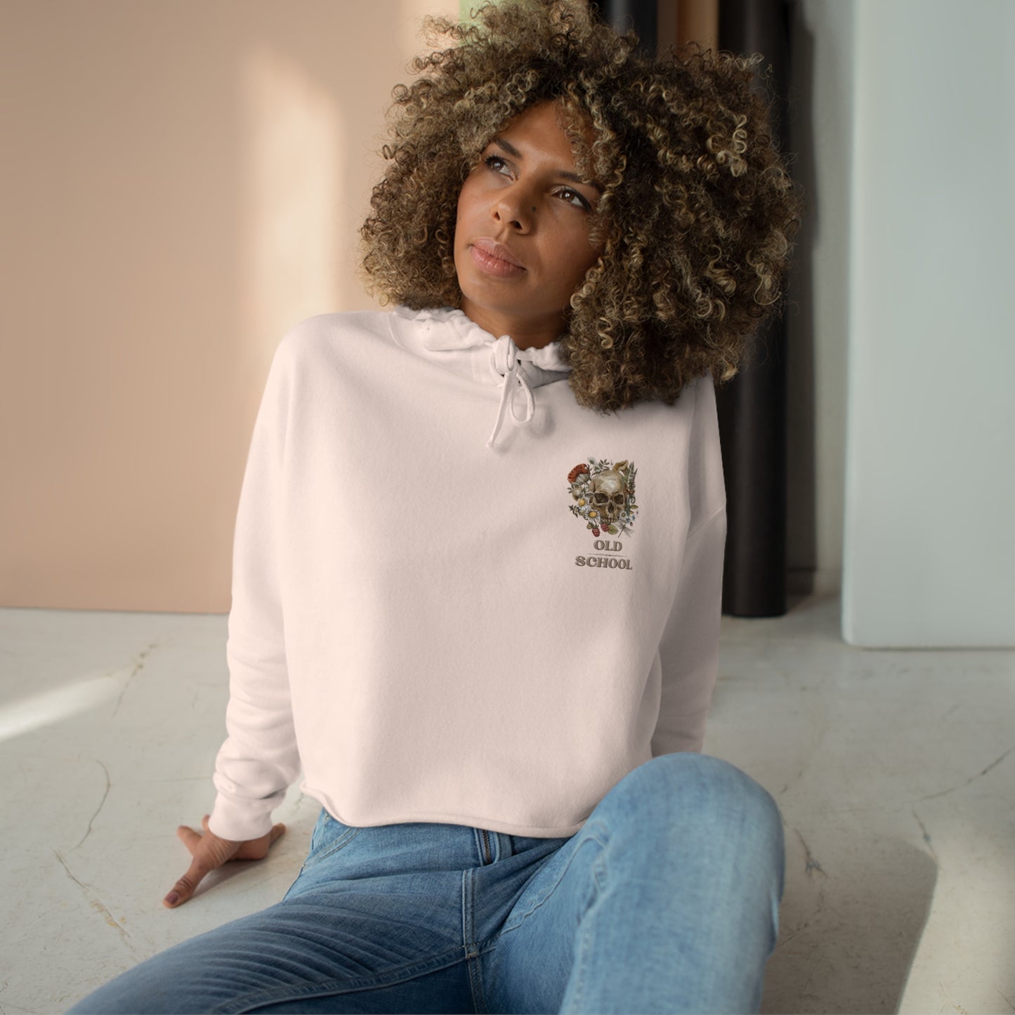 "Old School " Skull - Crop Hoodie