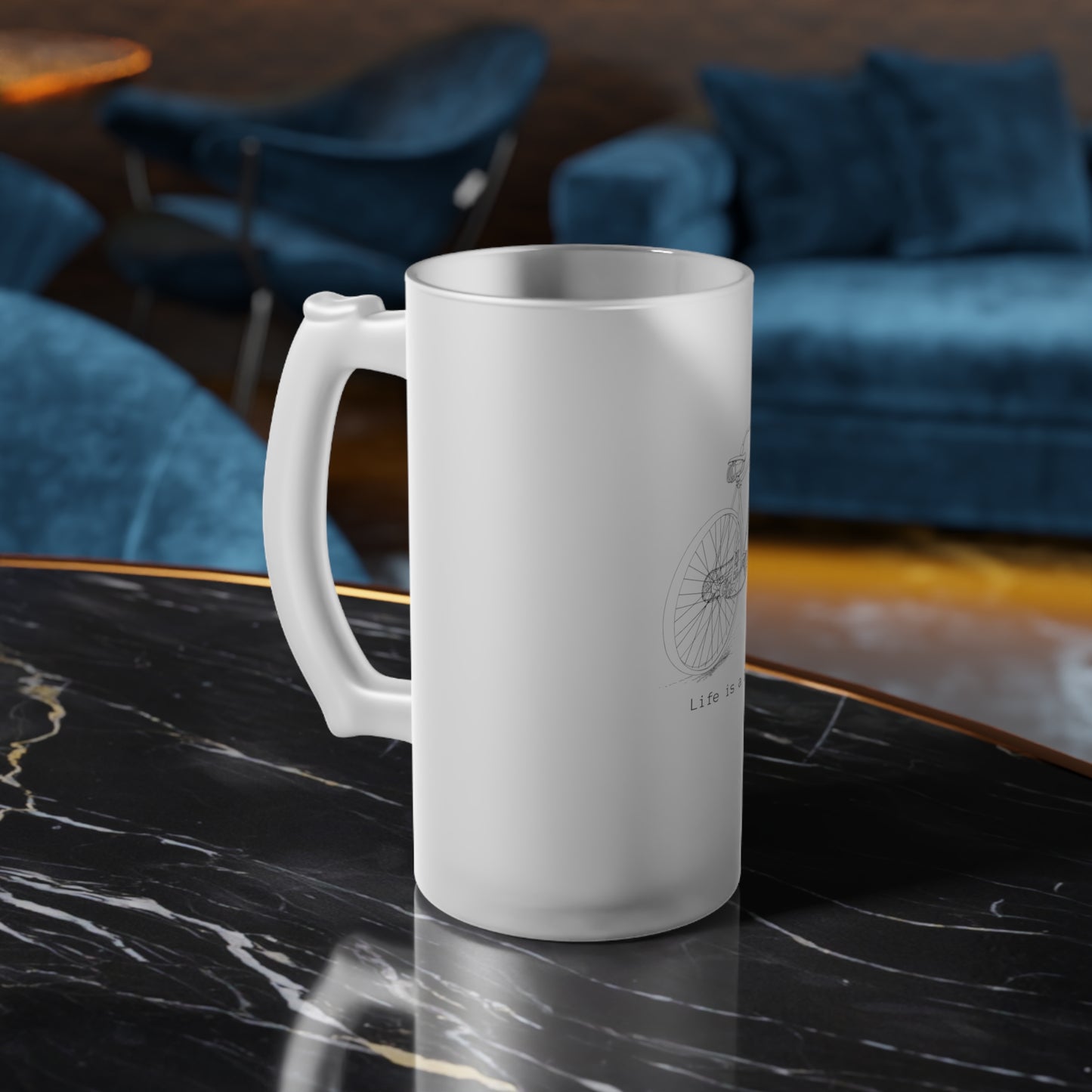 "Life is a Bike" Frosted Glass Beer Mug