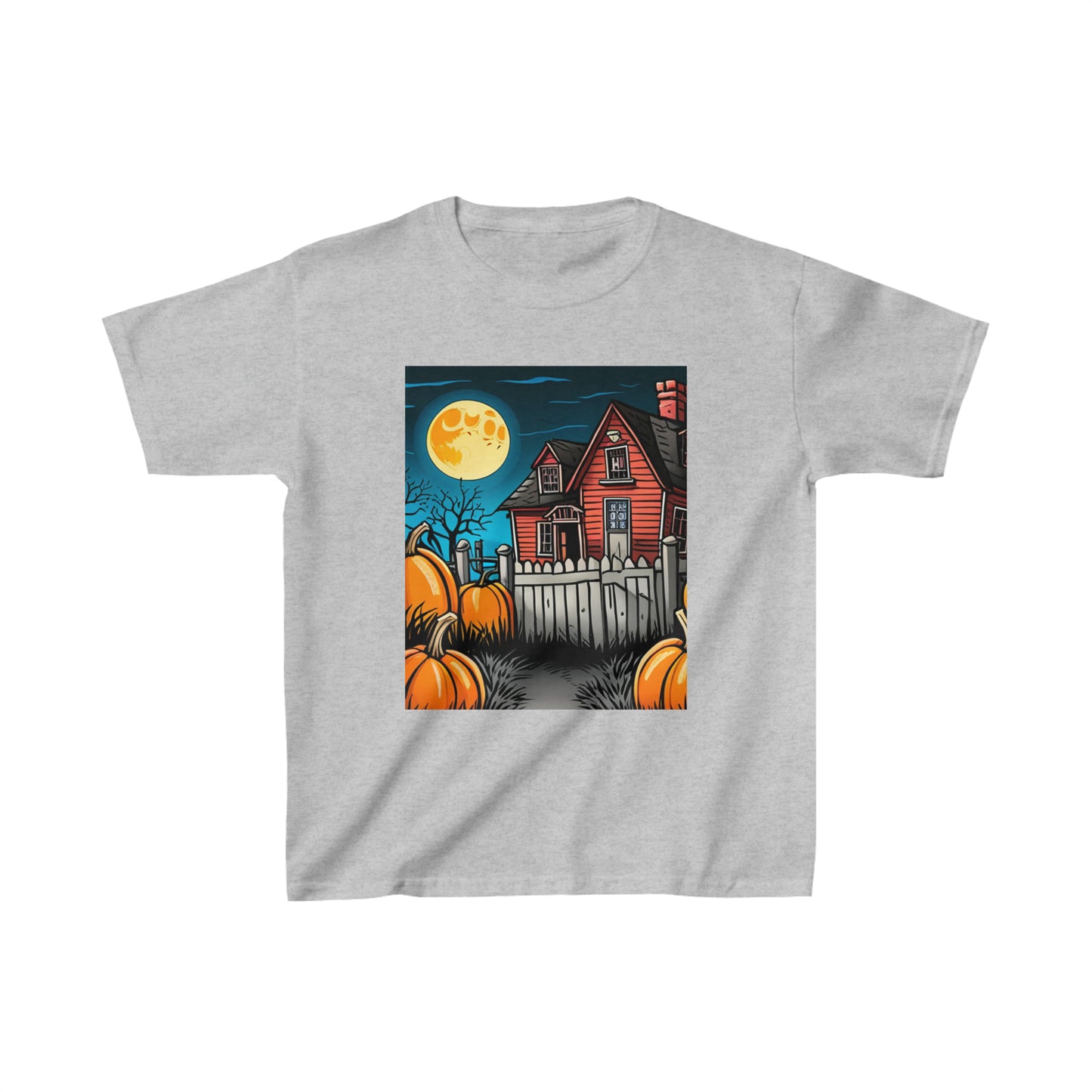 Halloween Red Haunted House Kids Heavy Cotton™ Tee