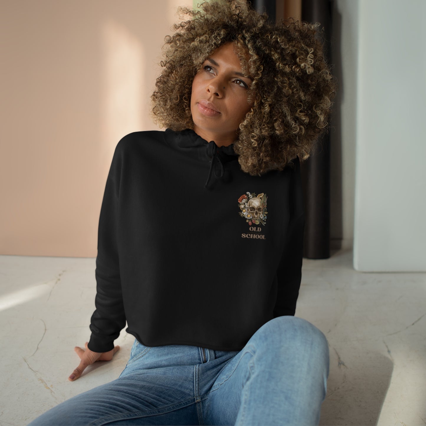 "Old School " Skull - Crop Hoodie