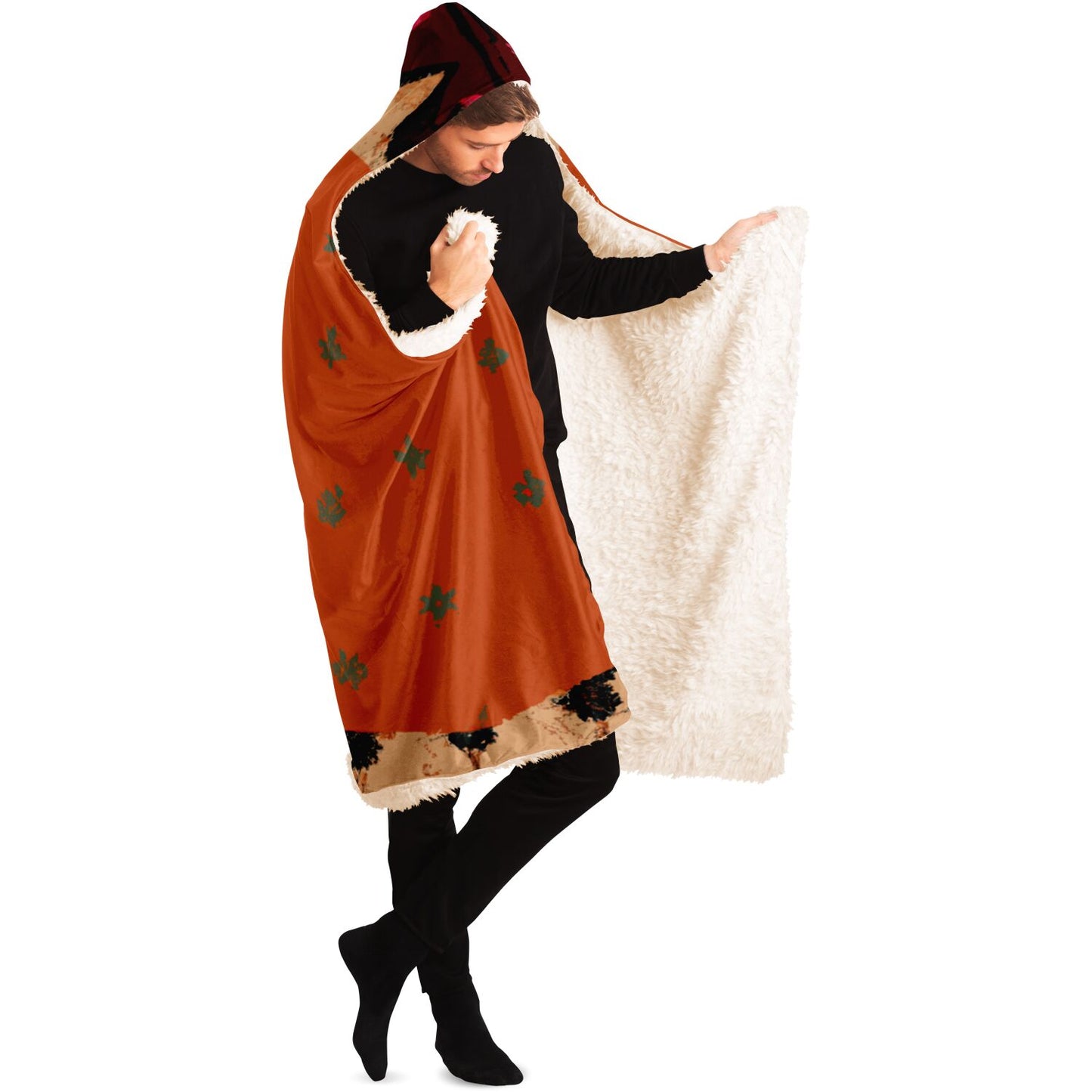 Fall Colored Mexican Falsa Hooded Blanket - AOP