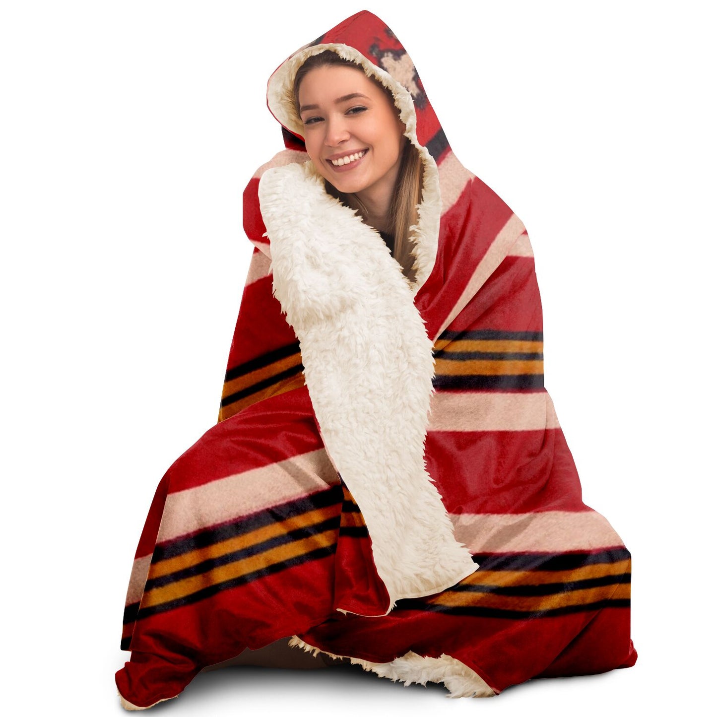 Warm and Comfy Mexican Falsa -Hooded Blanket - AOP