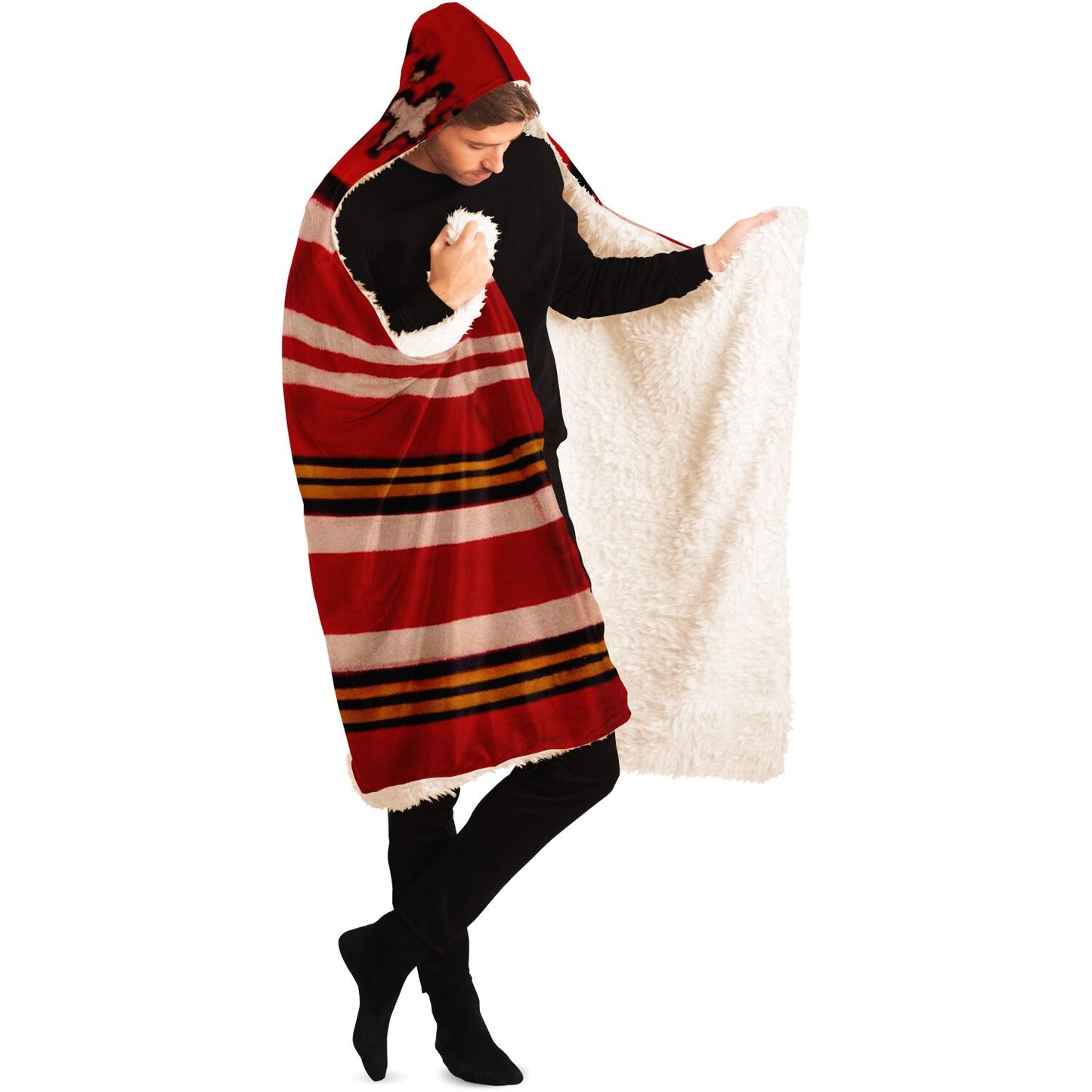 Warm and Comfy Mexican Falsa -Hooded Blanket - AOP