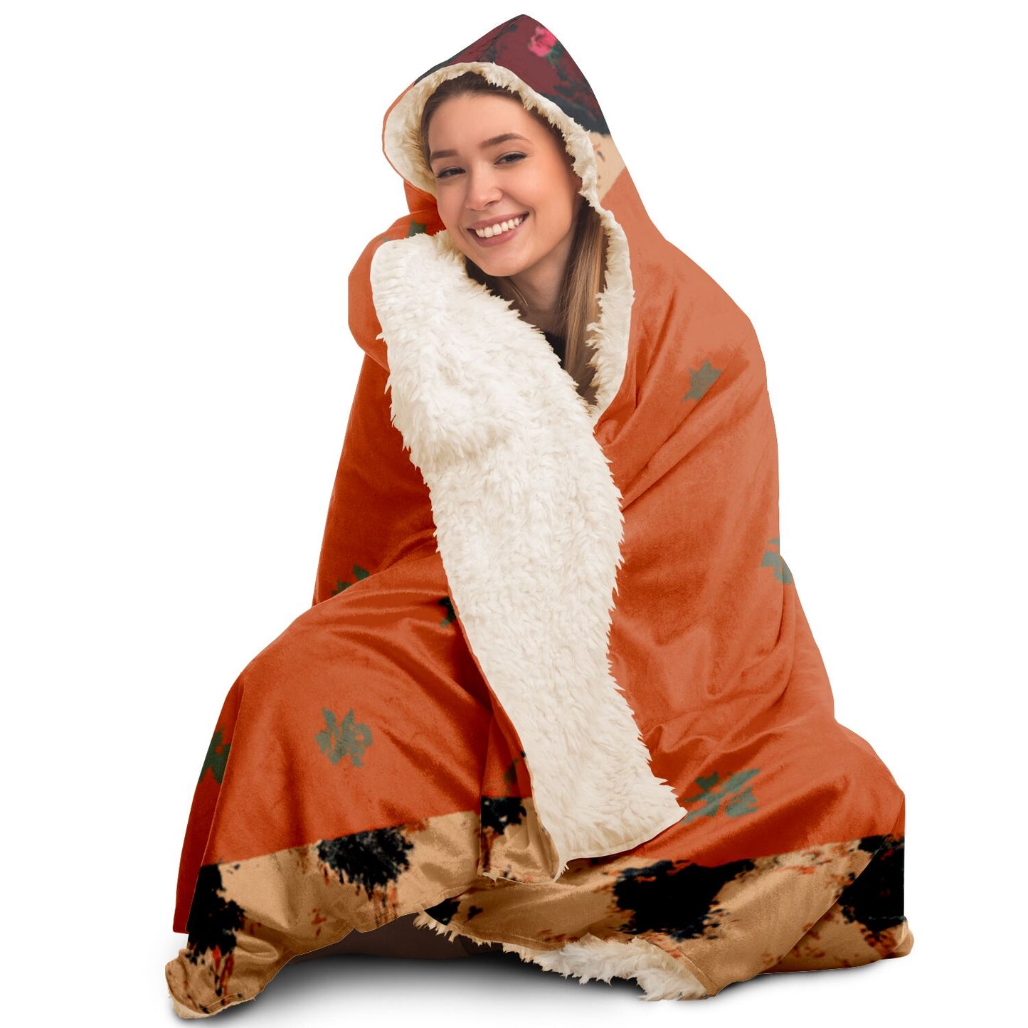 Fall Colored Mexican Falsa Hooded Blanket - AOP