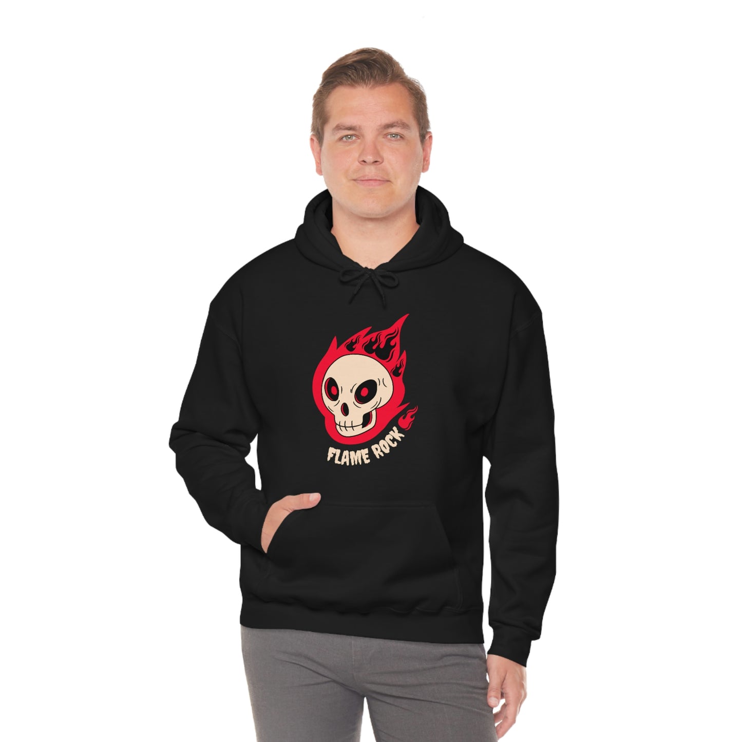 Cool Skeleton Flame Rock - Unisex Heavy Blend™ Hooded Sweatshirt