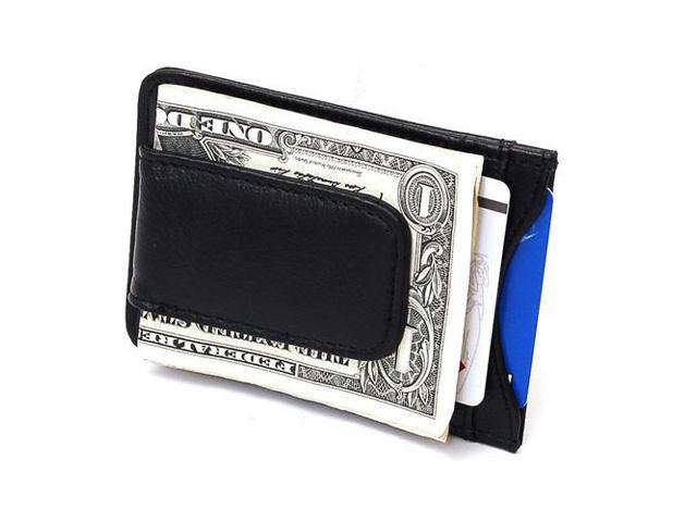 Mens Leather Money Clip Slim Front Pocket Wallet Magnetic ID Credit Card Holder