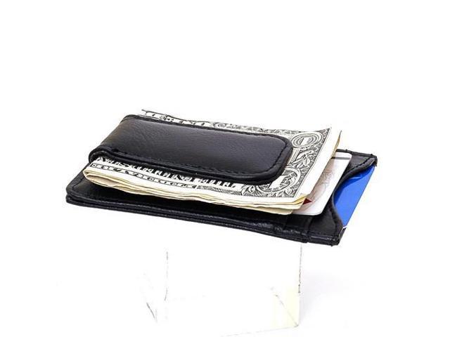 Mens Leather Money Clip Slim Front Pocket Wallet Magnetic ID Credit Card Holder