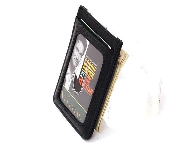 Mens Leather Money Clip Slim Front Pocket Wallet Magnetic ID Credit Card Holder
