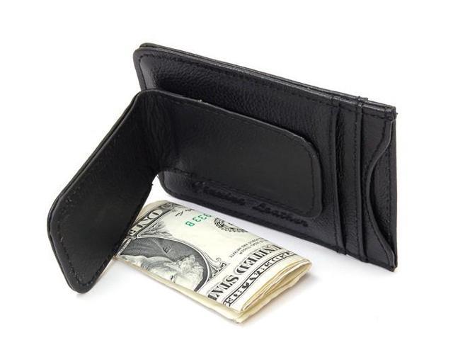Mens Leather Money Clip Slim Front Pocket Wallet Magnetic ID Credit Card Holder
