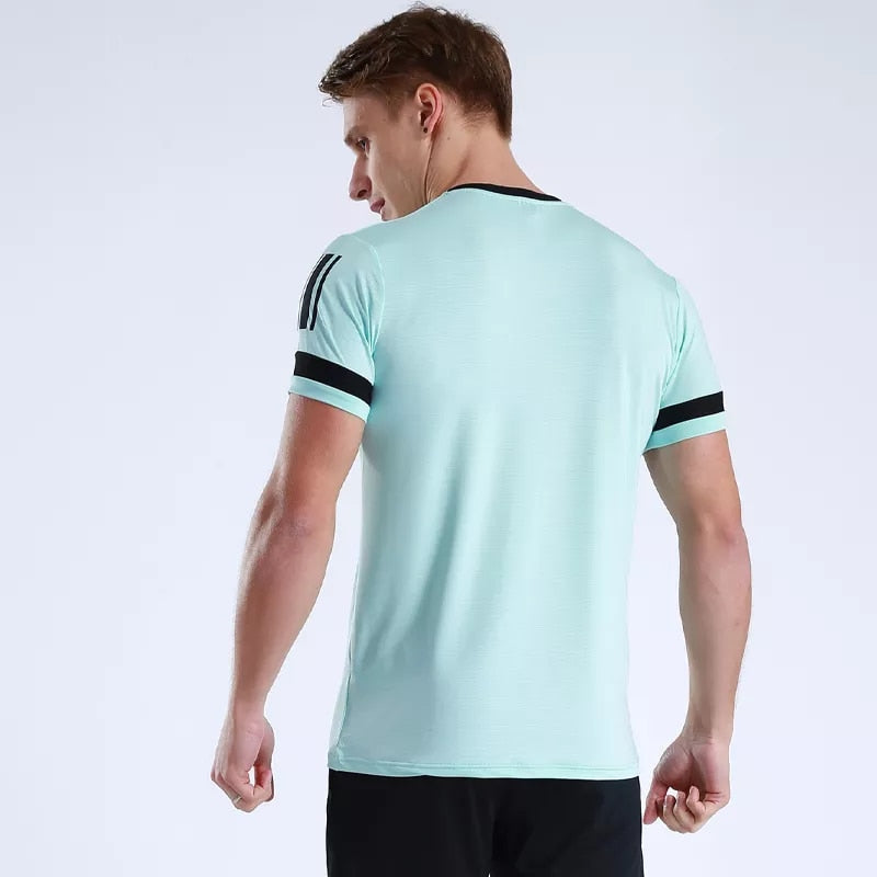 Men Quick Dry Short Sleeve Prints New Summer Casual Running Fitness T-shirts Breathable Gym Joggings Training Shirts