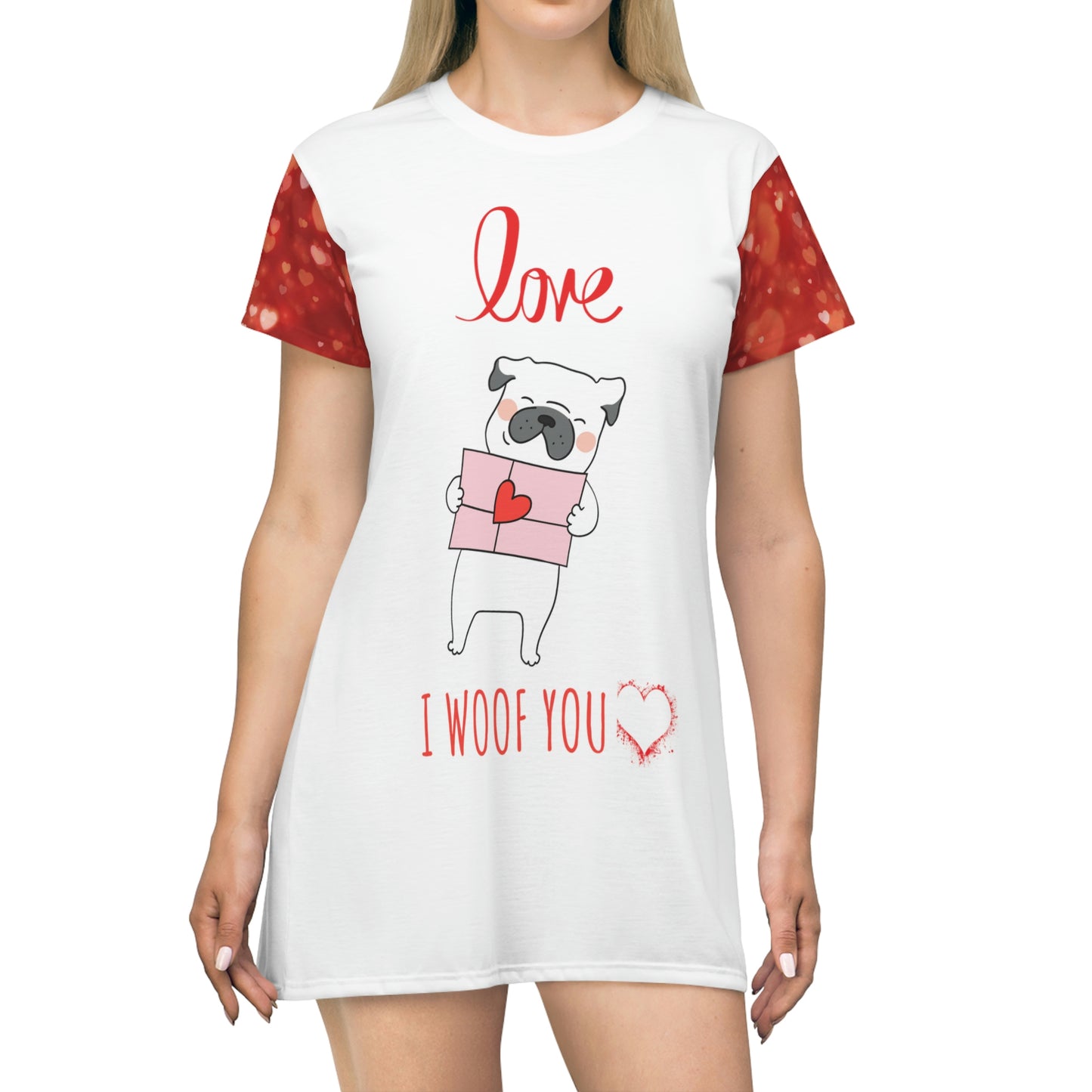I Wuff You! - All Over Print T-Shirt Dress