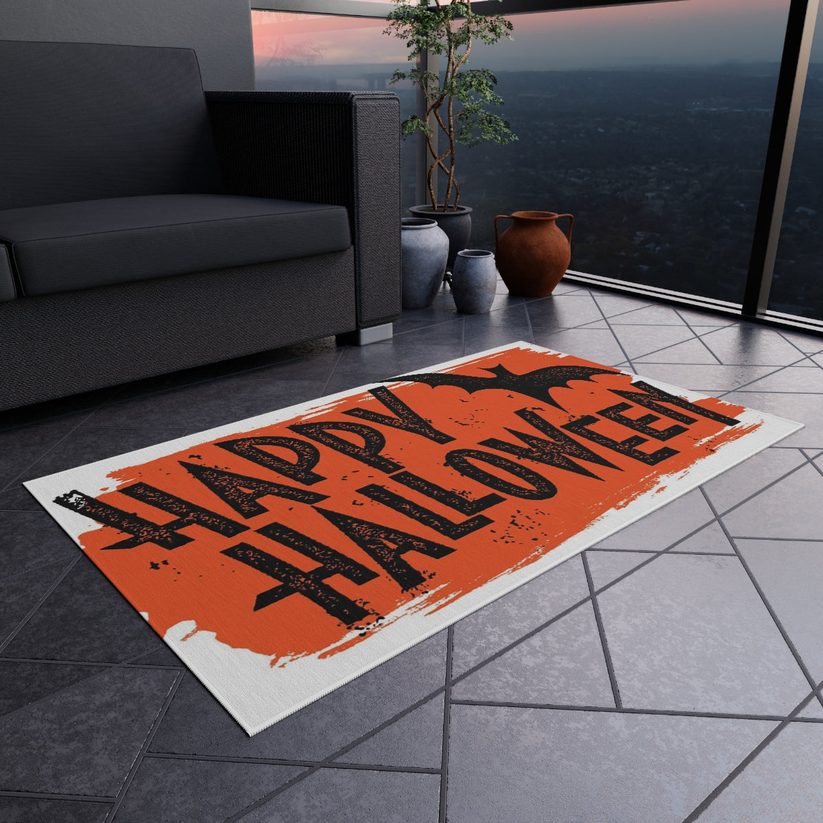 Bats and Bats Halloween Outdoor Rug