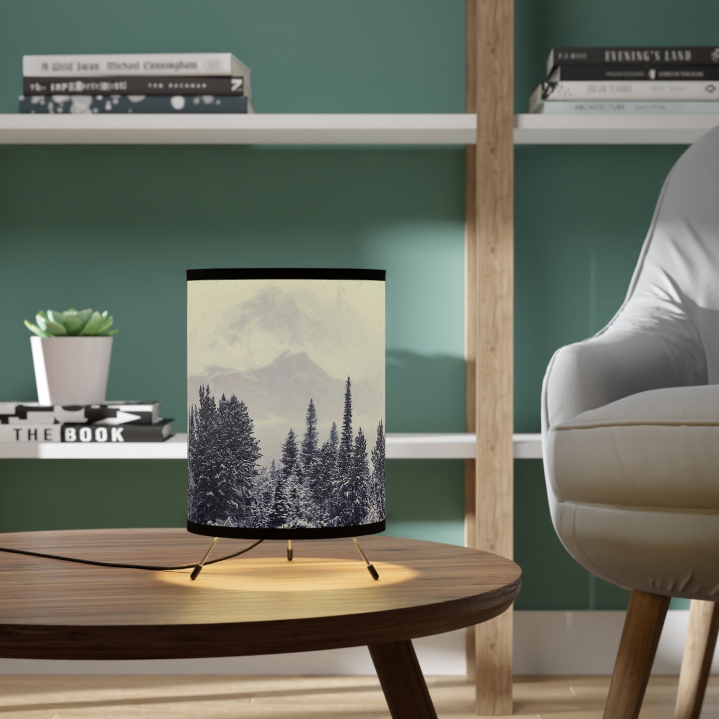 Mountain High- Tripod Lamp with High-Res Printed Shade, US\CA plug