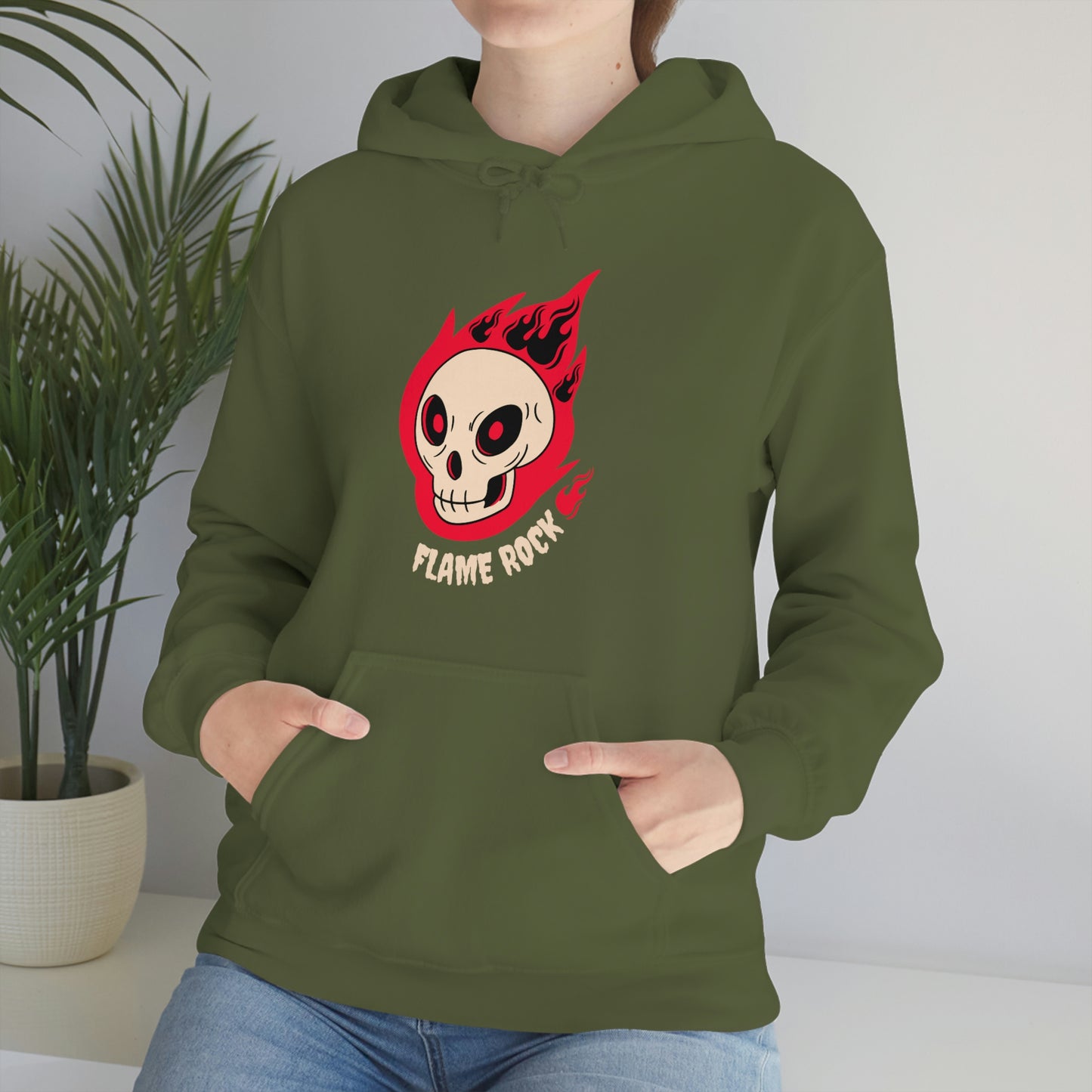Cool Skeleton Flame Rock - Unisex Heavy Blend™ Hooded Sweatshirt