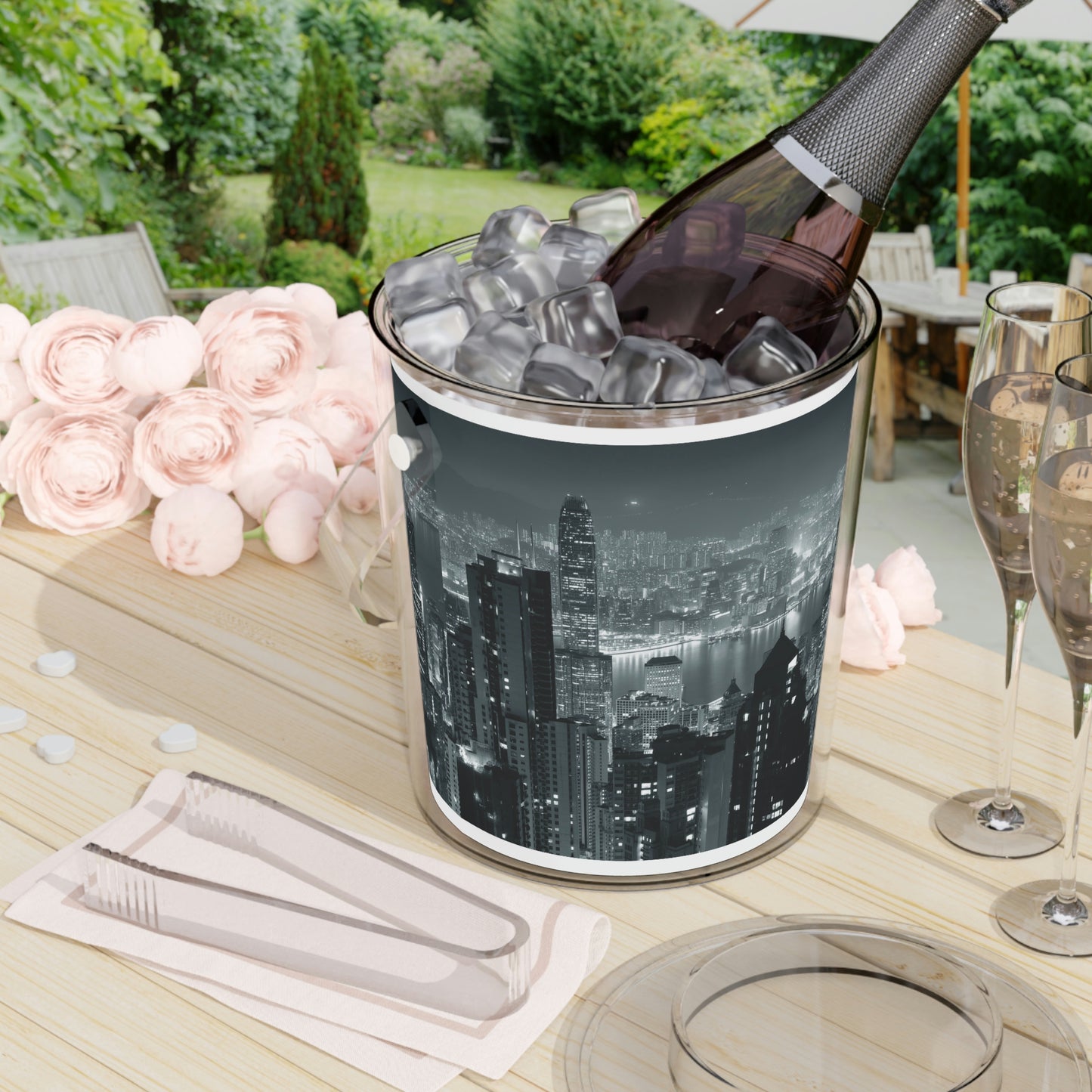 City Lights Ice Bucket with Tongs
