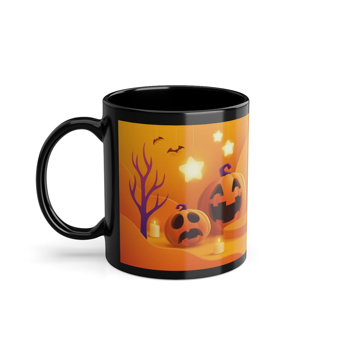 Funny Pumpkin Halloween Black Coffee Cup, 11oz