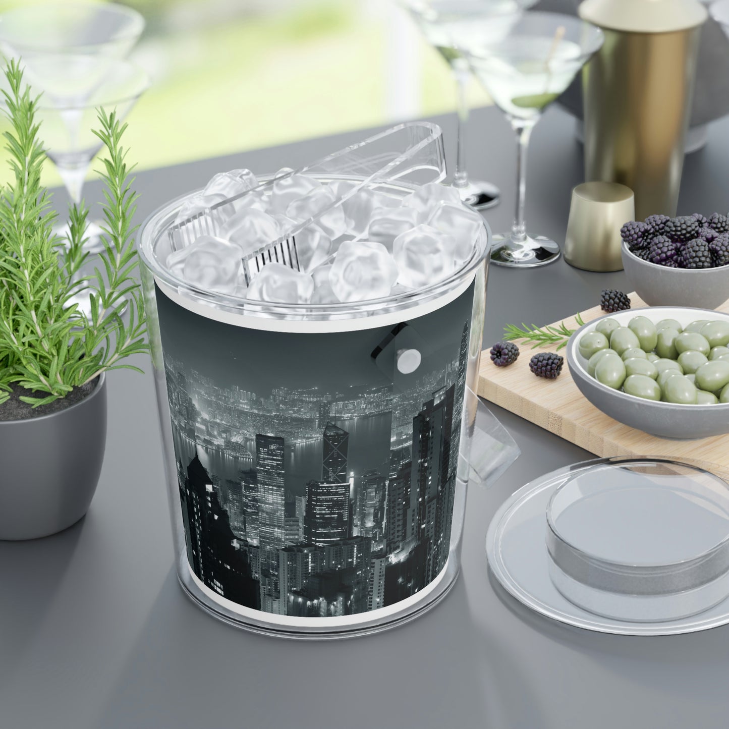 City Lights Ice Bucket with Tongs