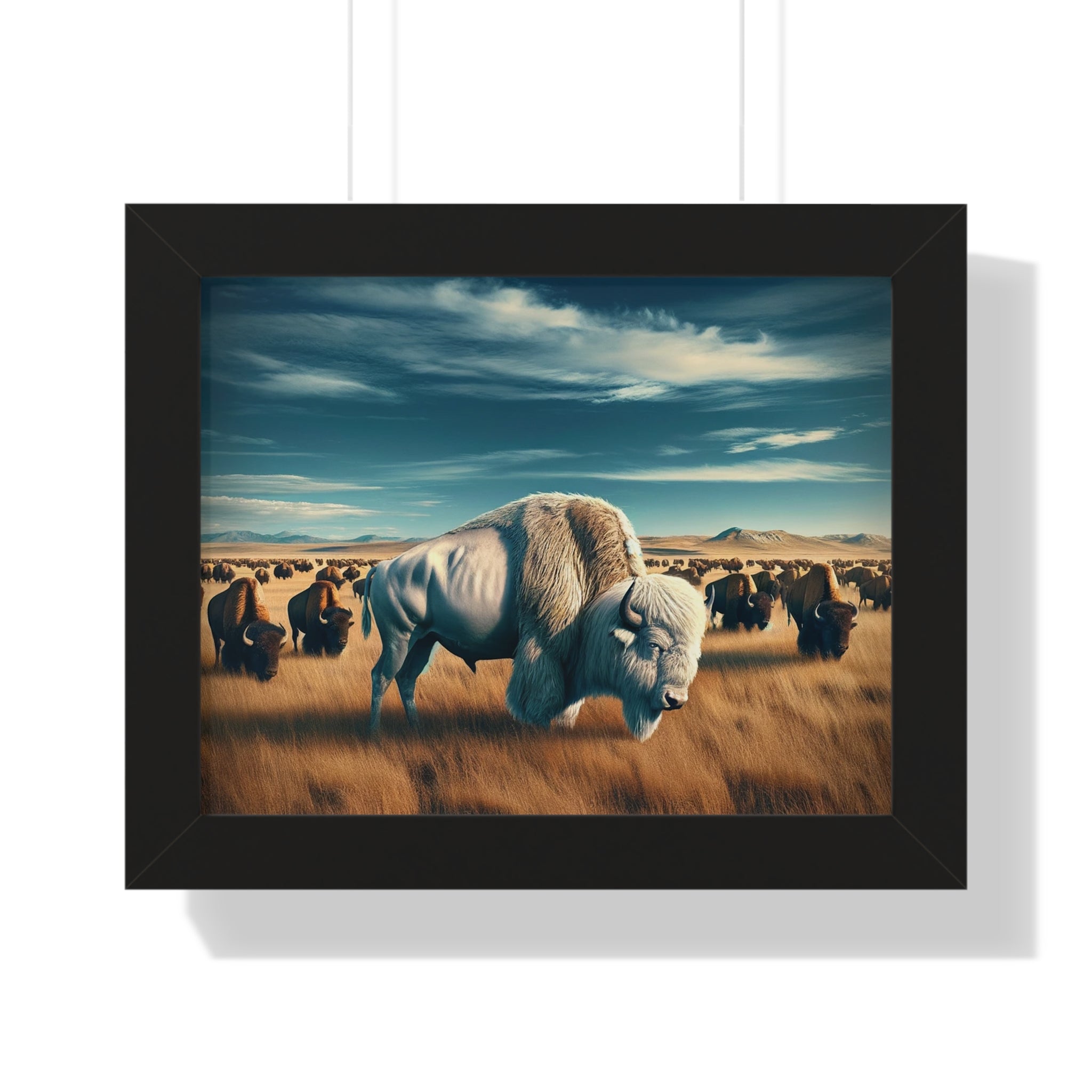 Great White Buffalo Framed Horizontal Poster