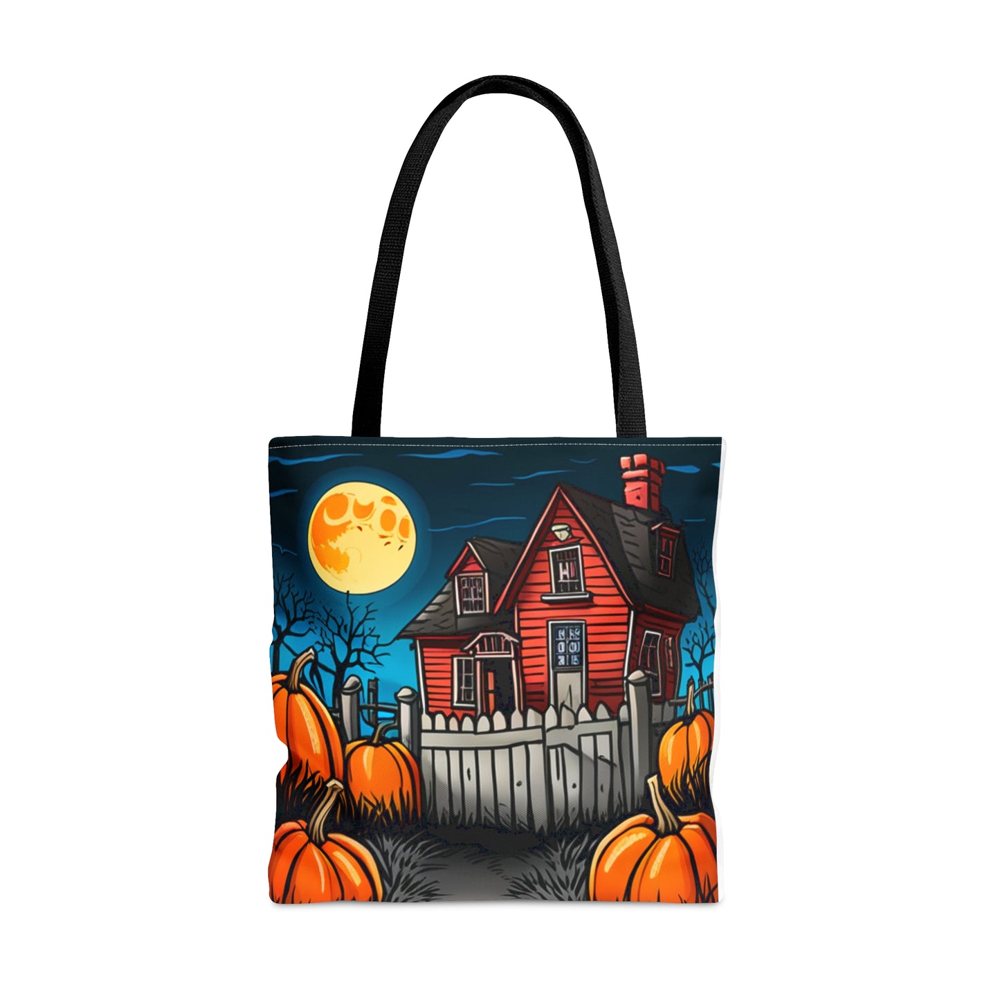 Halloween Red Haunted House Tote Bag (AOP)