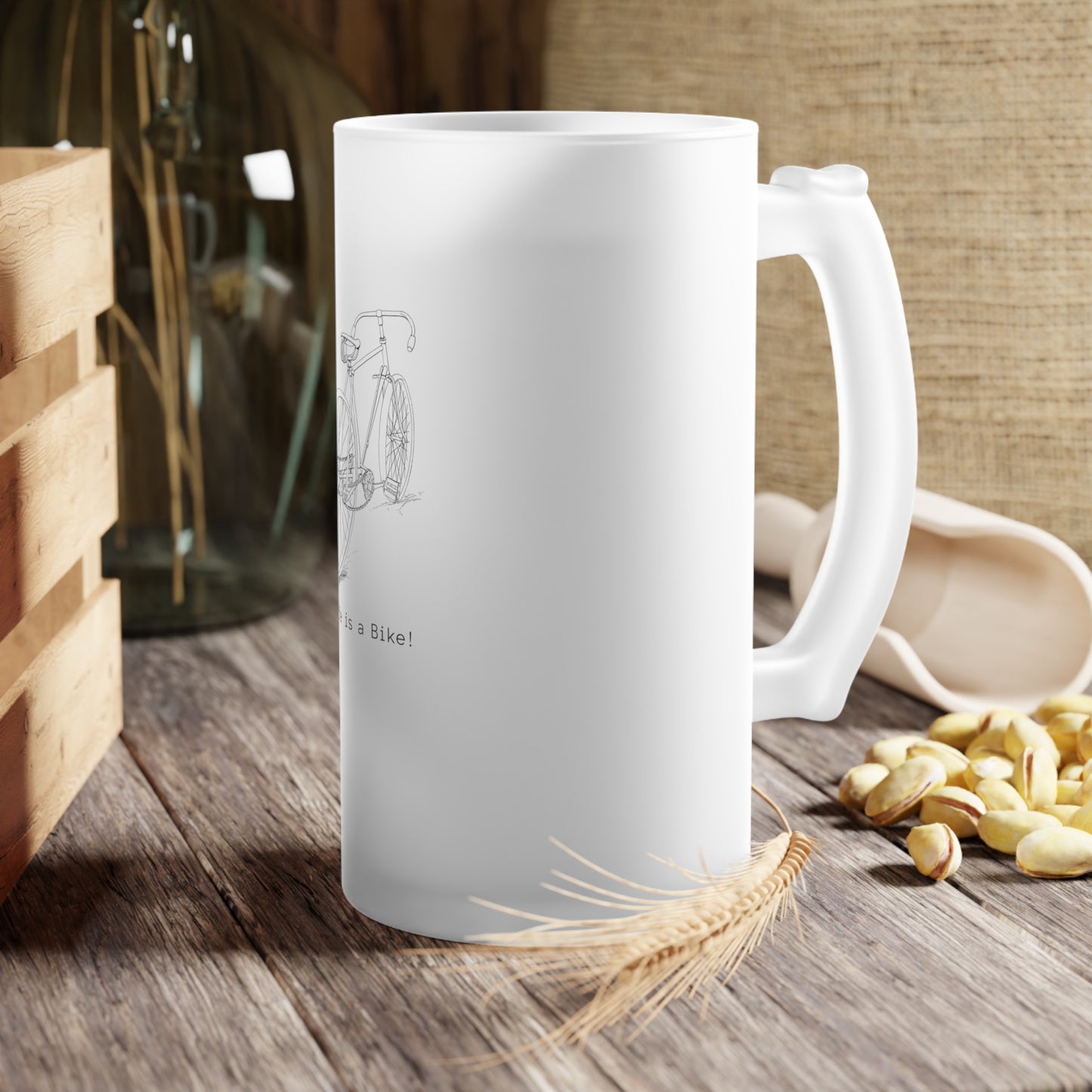 "Life is a Bike" Frosted Glass Beer Mug
