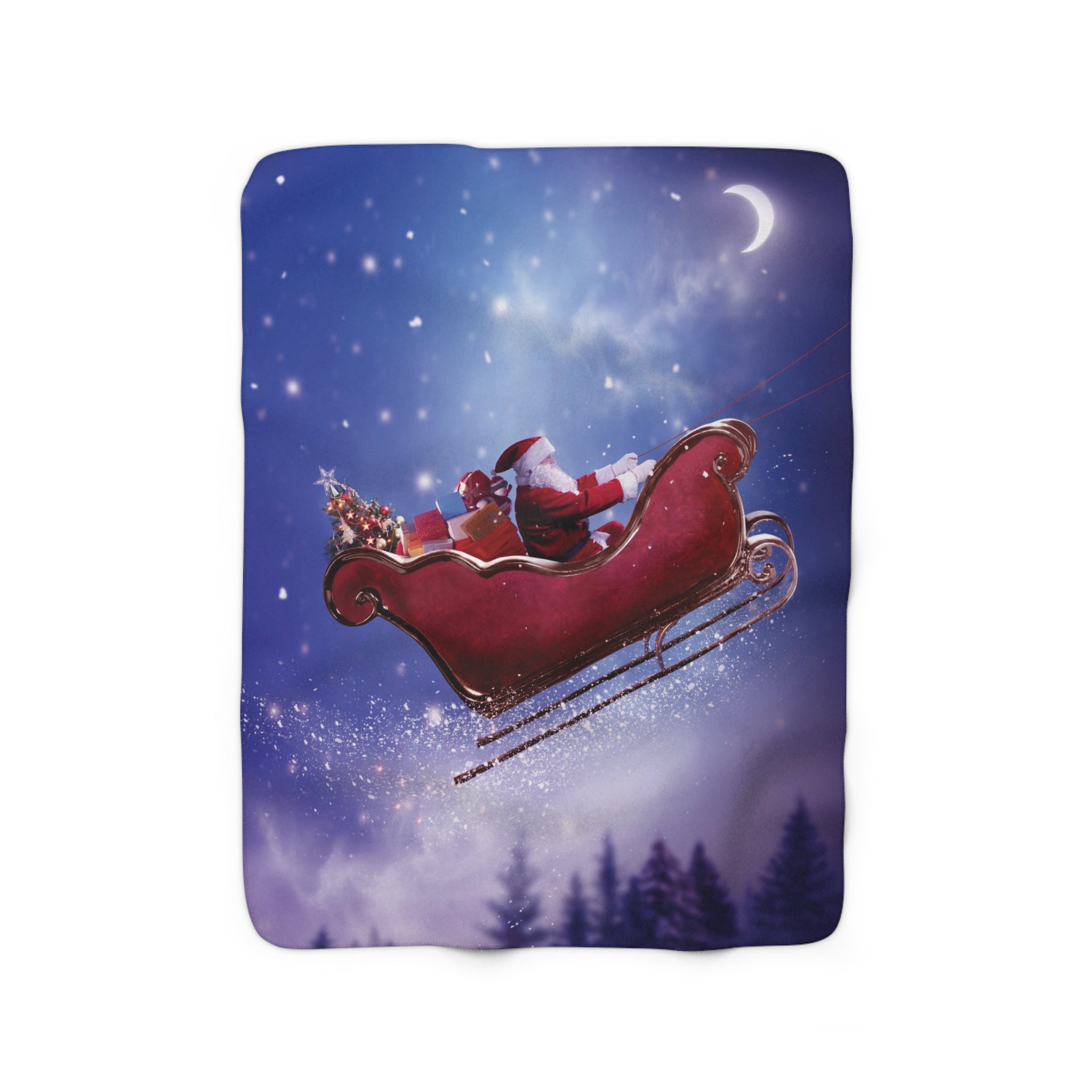 Santa on the Sled- Sherpa Fleece Blanket