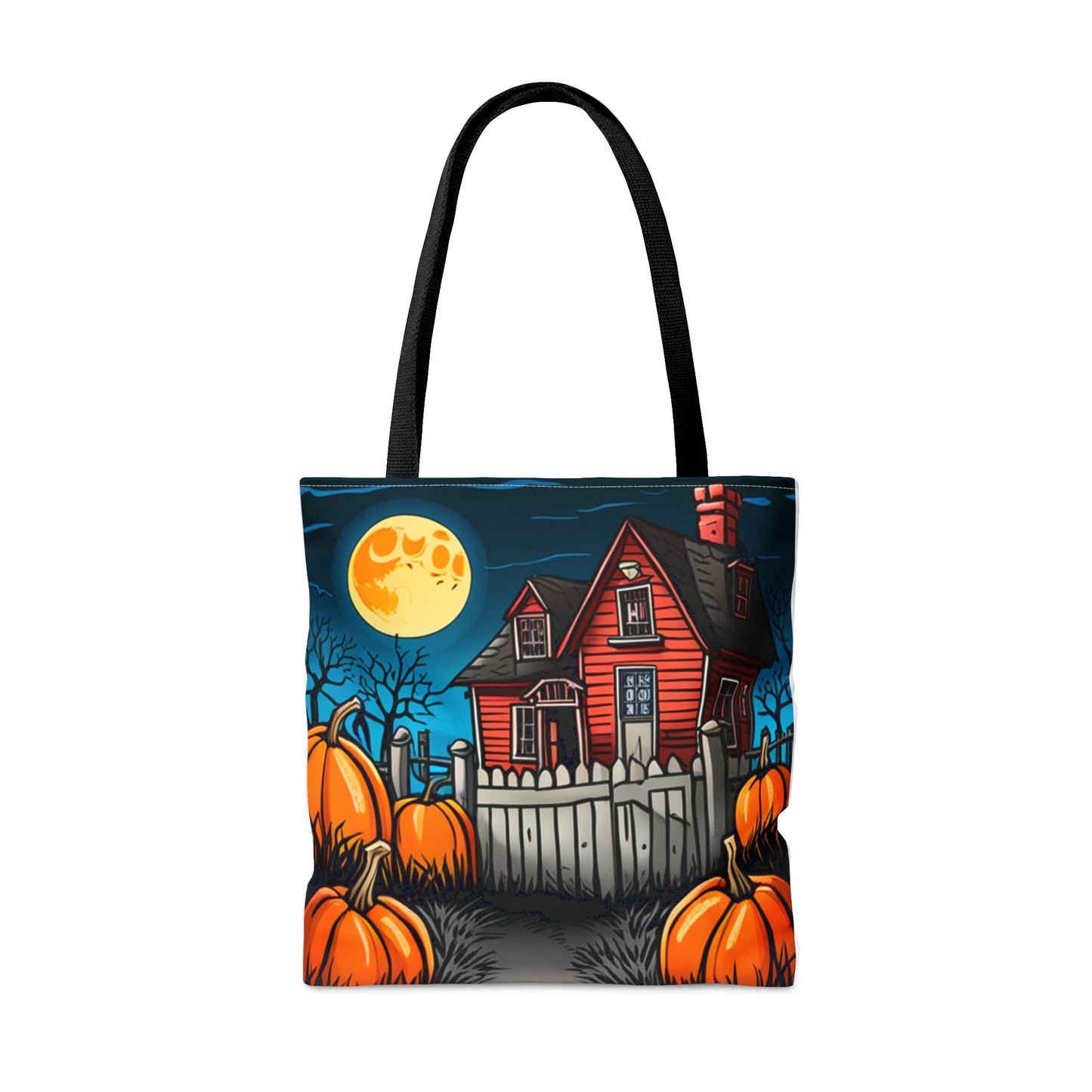 Halloween Red Haunted House Tote Bag (AOP)