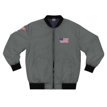 American Flag Men's Bomber Jacket in Grey (AOP)