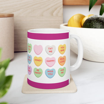 Candy Hearts Ceramic Mug 11oz