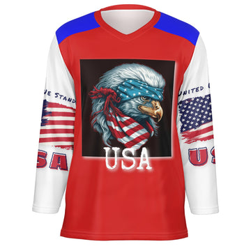 "USA" Bald Eagle Patriot Ice Hockey Jersey - AOP
