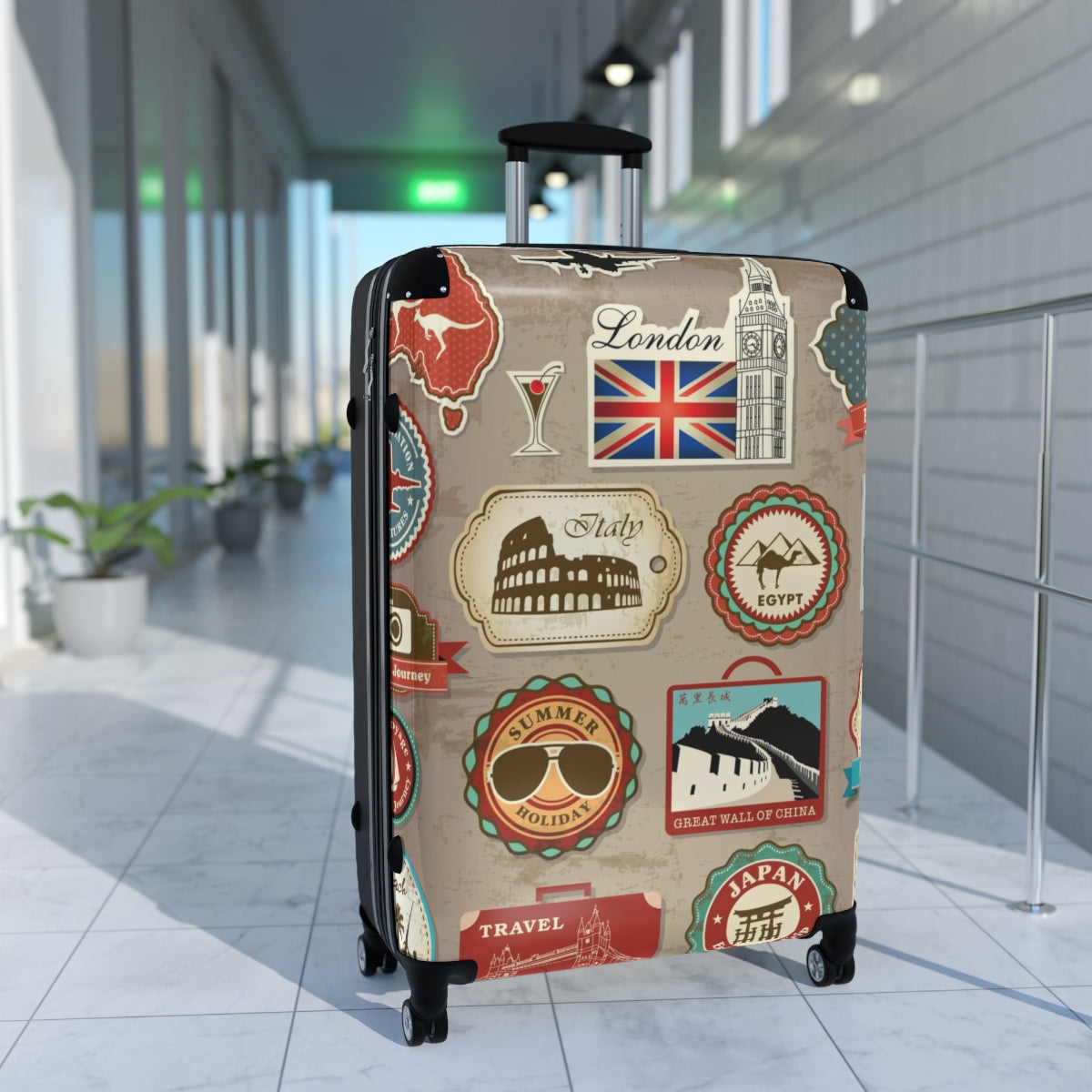 Suitcases with Destination Travel Stickers