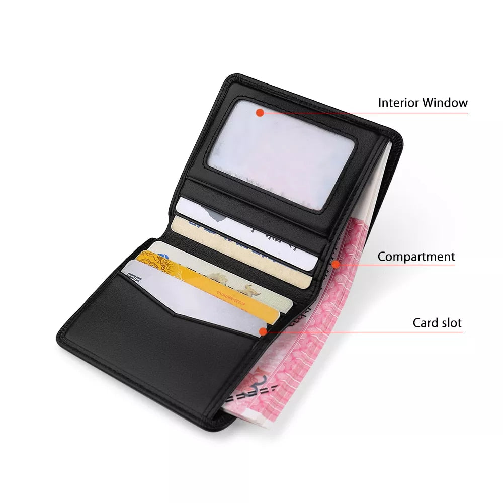 WILLIAMPOLO Genuine Leather Mens Wallet Short Bifold Slim Mini Credit Card Holder Multi Card Case Organizer Purse Black Brown
