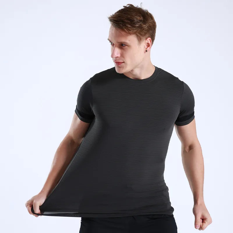 Men Quick Dry Short Sleeve Prints New Summer Casual Running Fitness T-shirts Breathable Gym Joggings Training Shirts