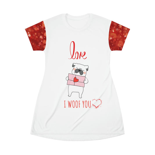 I Wuff You! - All Over Print T-Shirt Dress