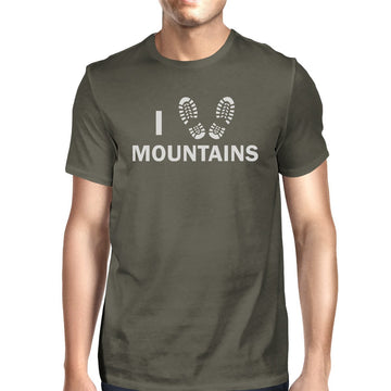 I Heart Mountains Men's Dark Grey T Shirt Cute Gift Idea For Him
