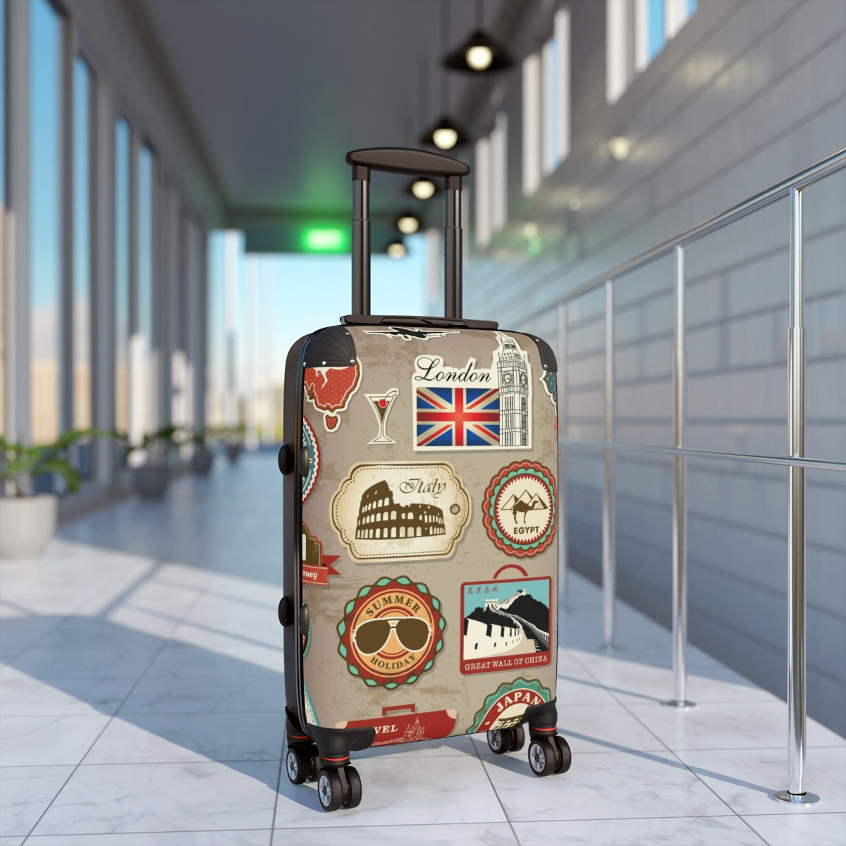 Suitcases with Destination Travel Stickers
