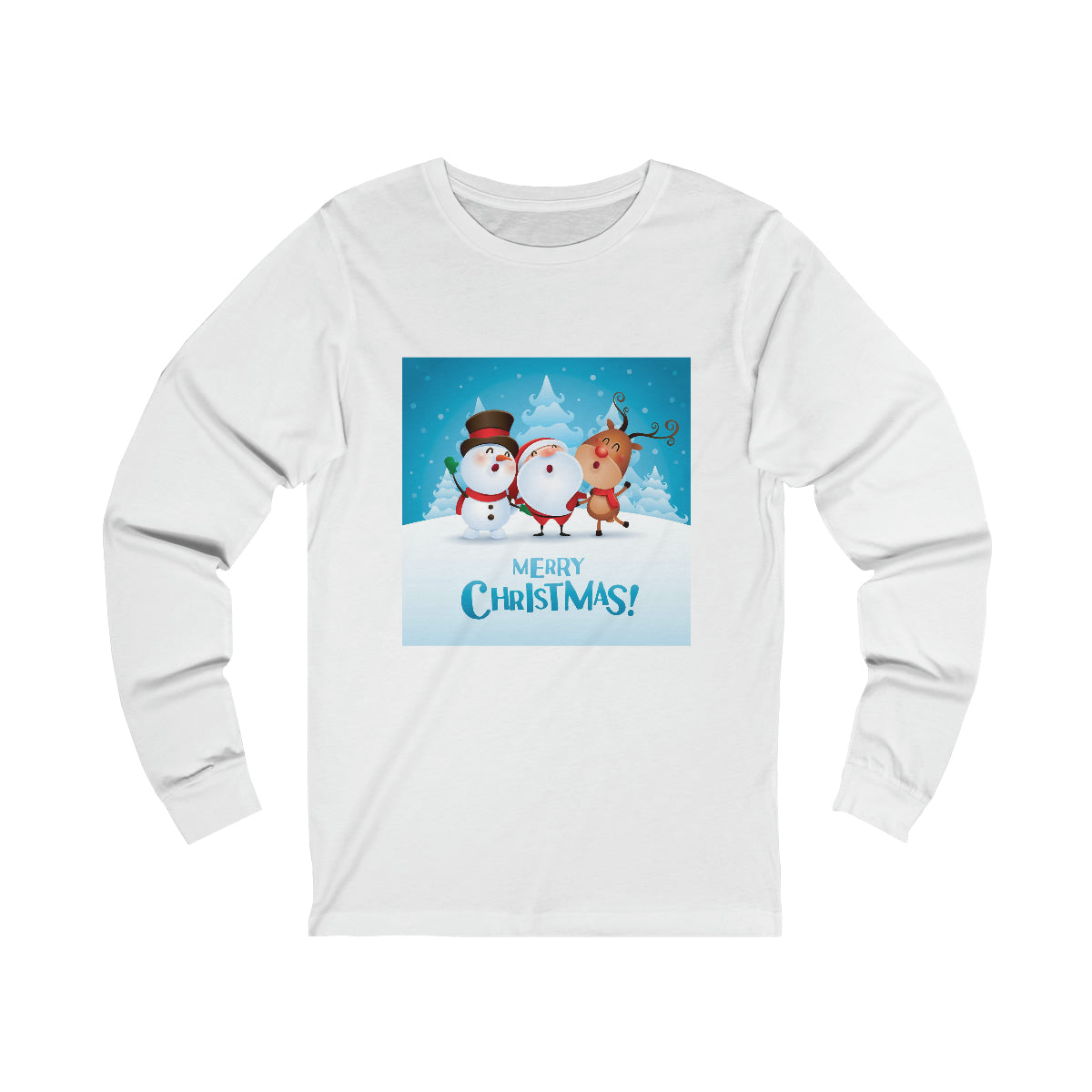 Santa, Frosty and Rudolph Unisex Jersey Long Sleeve Tee