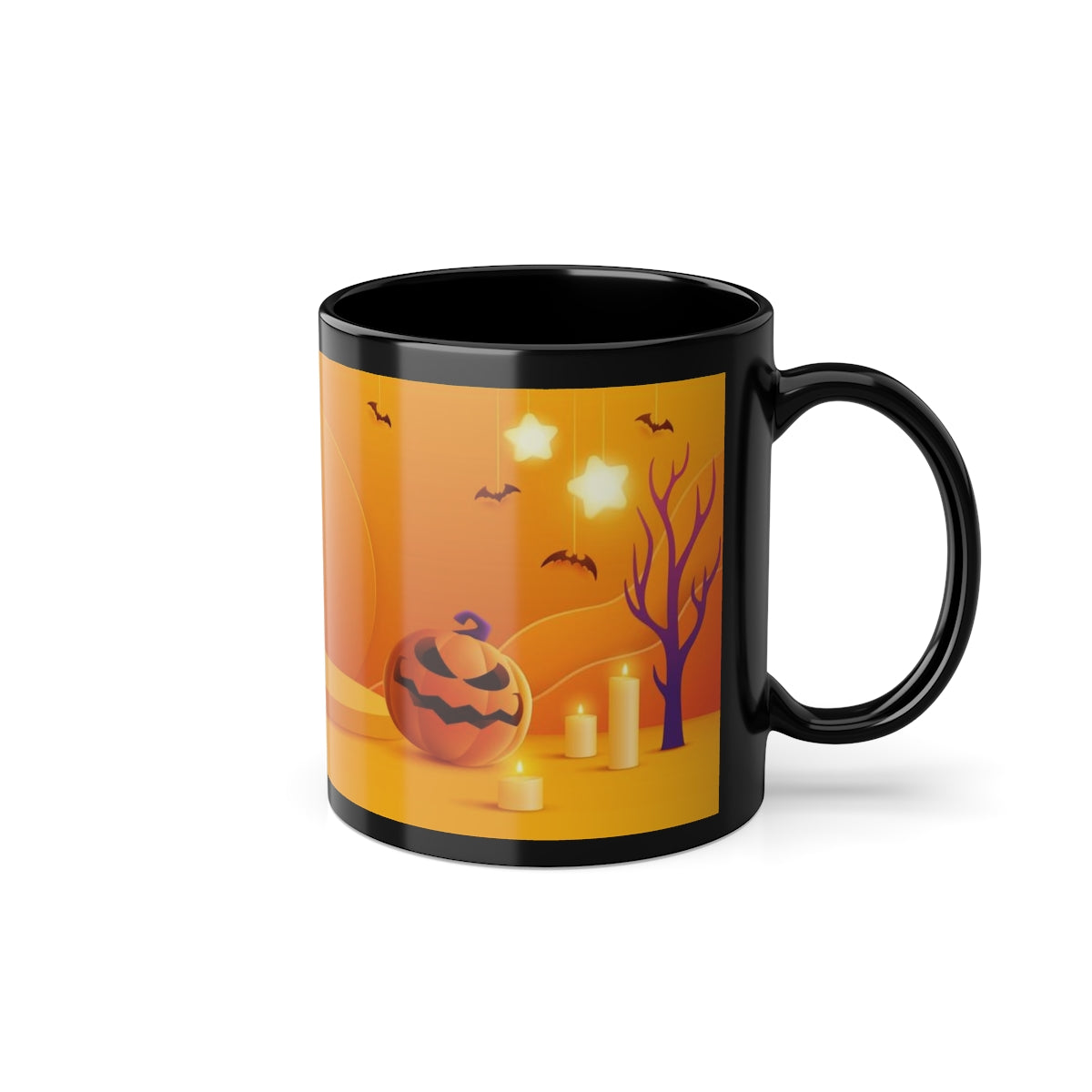 Funny Pumpkin Halloween Black Coffee Cup, 11oz