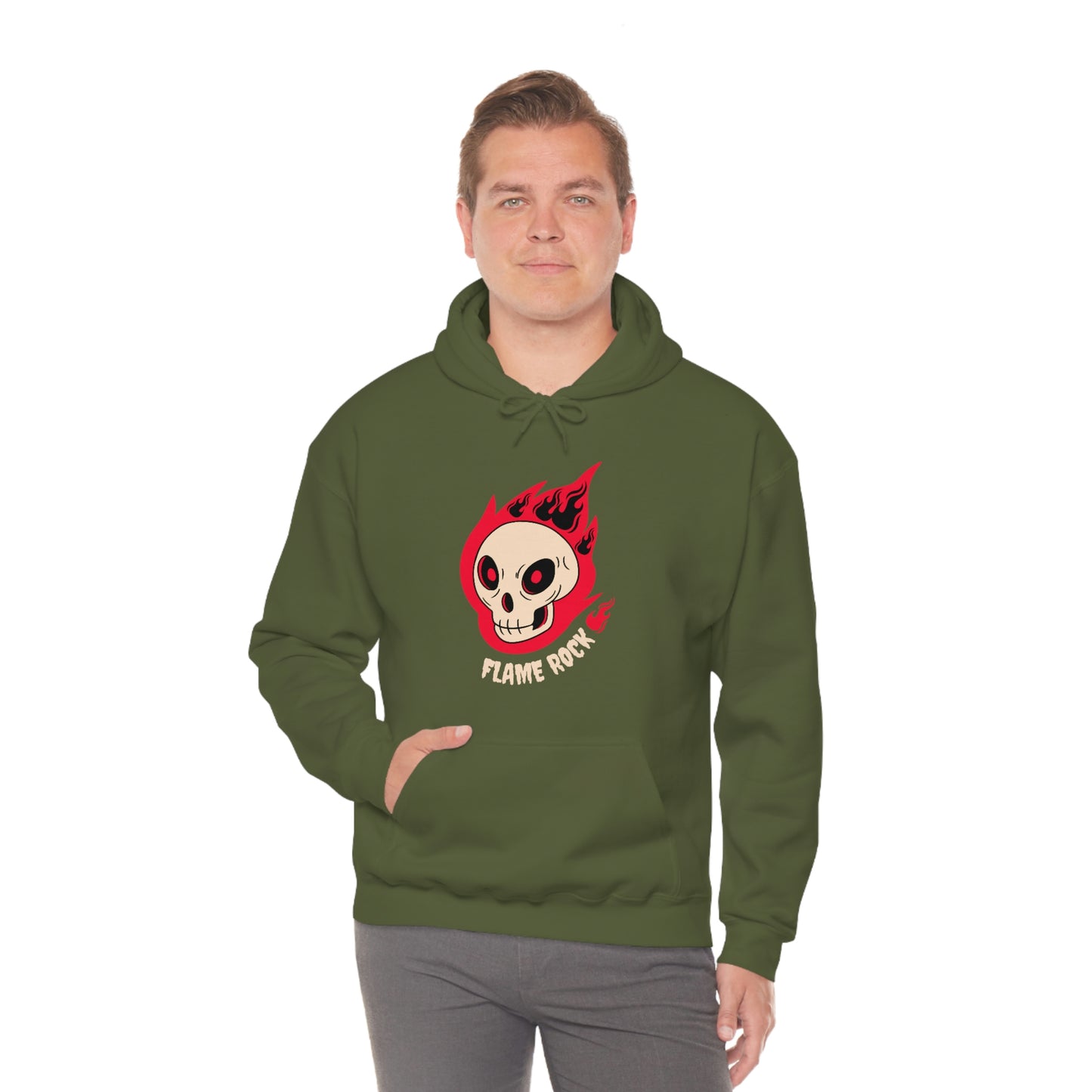 Cool Skeleton Flame Rock - Unisex Heavy Blend™ Hooded Sweatshirt