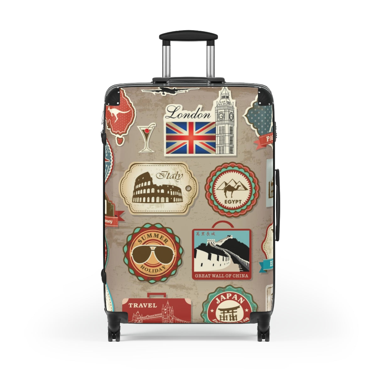 Suitcases with Destination Travel Stickers