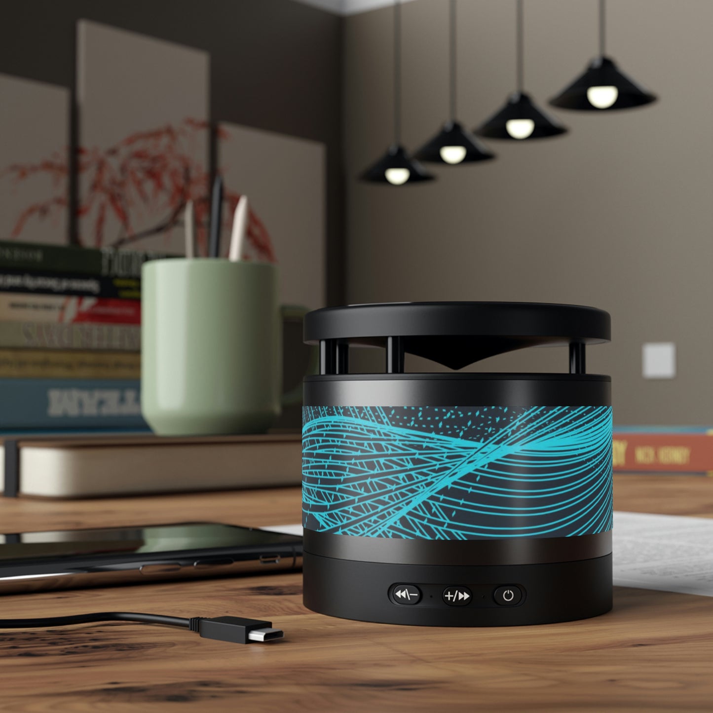 Sound wave Metal Bluetooth Speaker and Wireless Charging Pad